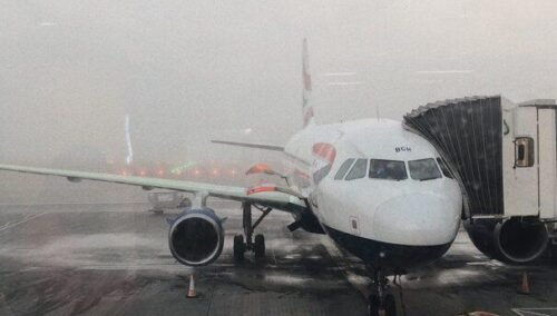 white and black airplane
