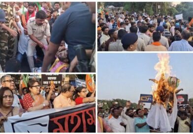 দুর্গাপুরে জাতীয় সড়ক অবরোধ, টায়ার জ্বালিয়ে ও কুশপুত্তলিকা দাহ করে বিক্ষোভ বিজেপির