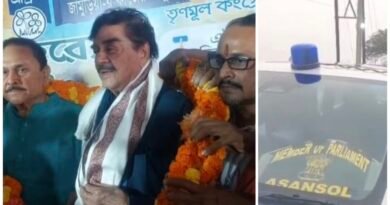 জামুরিয়ায় ভোট প্রচারে সাংসদ শত্রুঘ্ন সিনহা, গাড়িতে নীল বাতি, বিতর্ক