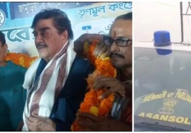 জামুরিয়ায় ভোট প্রচারে সাংসদ শত্রুঘ্ন সিনহা, গাড়িতে নীল বাতি, বিতর্ক