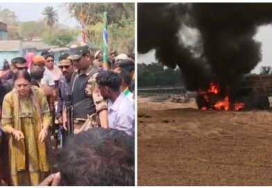 तिराट में बालूघाट हादसे के बाद बवाल, कई गाड़ियों में आगजनी