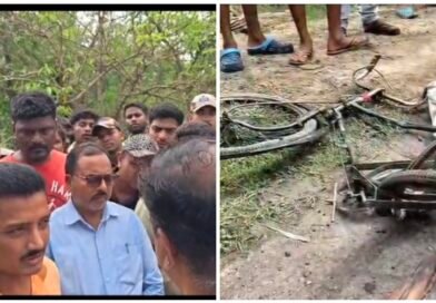 हाइड्रा के धक्के से साइकिल सवार की मौत, शव‌ के साथ प्रदर्शन