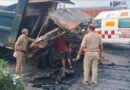 সালানপুরে ১৯ নং জাতীয় ট্রেলারের পেছনে ডাম্পারের ধাক্কা  কেবিনে আটকে আগুনে পুড়ে মৃত্যু চালকের