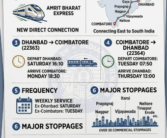 Dhanbad – Coimbatore Amrit Bharat Express रेलवे बोर्ड ने दी मंजूरी