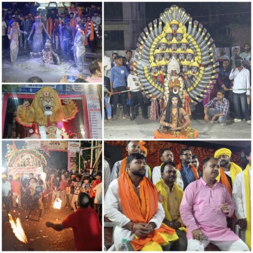 आसनसोल में विजयादशमी के अवसर पर जीटी रोड पर महावीर अखाड़े का प्रदर्शन